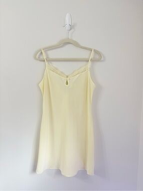 LA SENZA VINTAGE Butter Yellow Nightie Lace Hem Keyhole Sexy Slip Dress XL Y2K